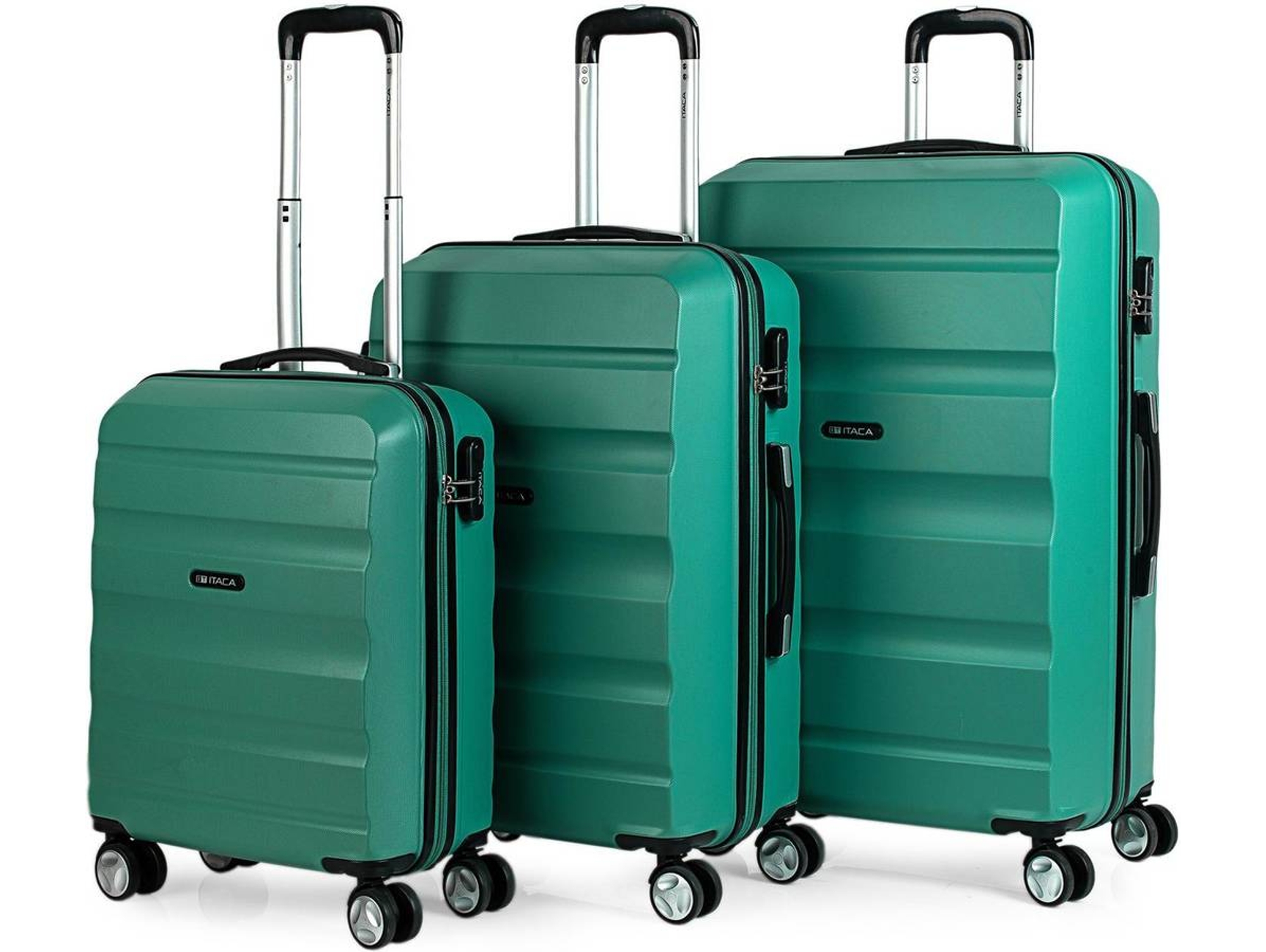 Conjunto de 3 Maletas de Viaje ITACA ABS Verde (35/65/100 L)