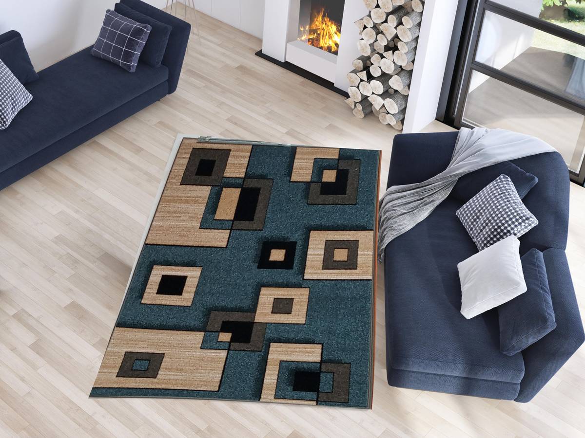 Alfombra MATRIS Geométrico (Azul - 133x190 - Polipropileno)