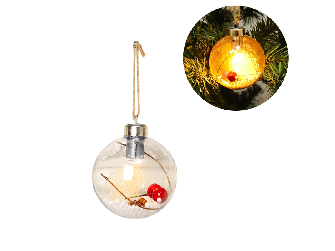 Bola De Navidad Con Luz Led, Colgante Decorativo Para Árbol, Plástico, 9 Cm