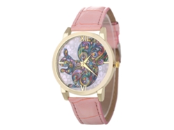 Reloj De Pulsera Casual Para Mujer Estudiante, Estilo Fashion Cuarzo Rosa Correa De Cuero