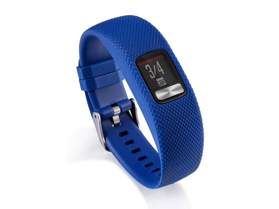 Bracelete Para Garmin Vivofit 4 - Silicone Esportivo - Fivela Prateada (tamanho G) Azul Escuro