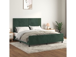 Estructura Cama Con Cabecero Terciopelo Verde Oscuro 180x200 Cm