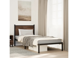Estructura De Cama Sin Colchón Metal Marrón Roble 75x190 Cm