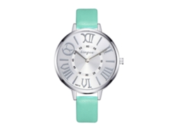 Reloj De Moda Coreano Para Mujer Con Correa De Cuero, Movimiento De Cuarzo Analógico, Redondo (menta)