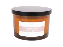 Vela perfumada de larga duración "Cofan Cookie" | 3 mechas | Cera de soja | Aroma a canela napolitana | Tarro de cristal ámbar
