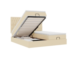 Maison Exclusive - Estructura De Cama Otomana Con Colchones Tela Crema 200x200cm