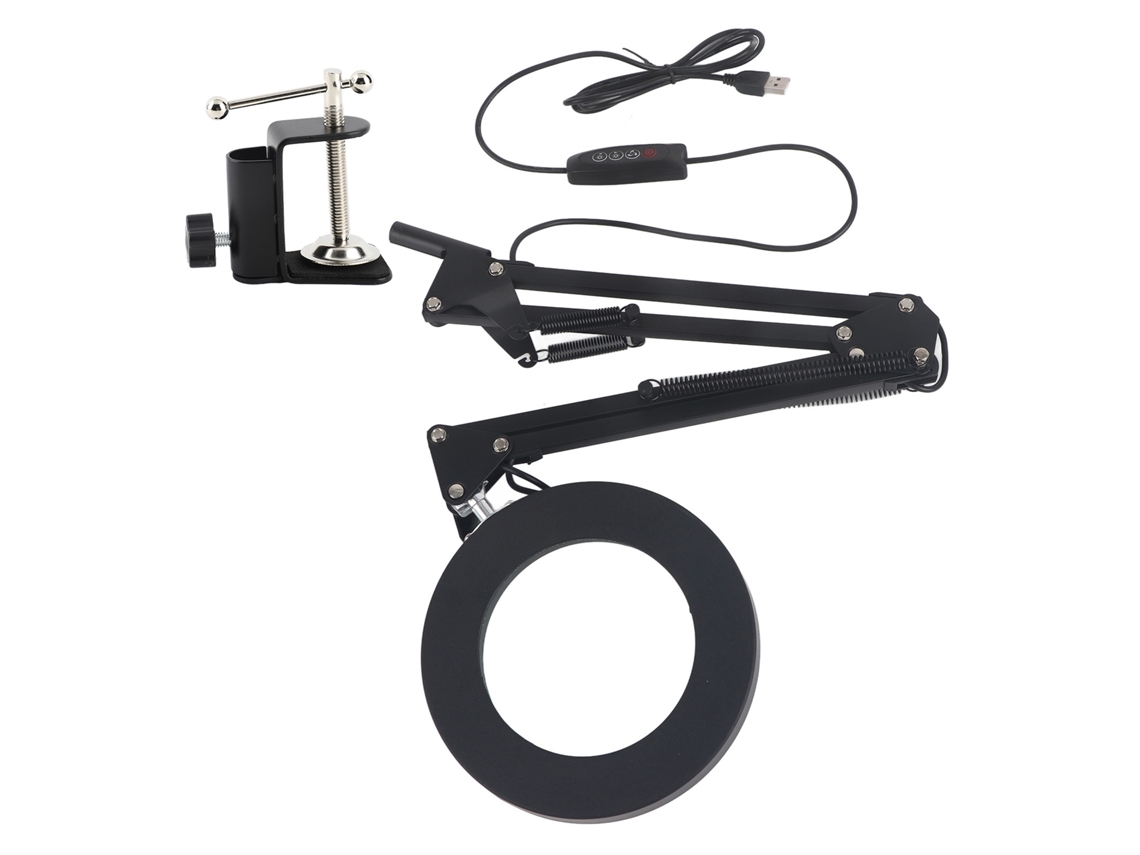 Lámpara LED con lupa de 5x y soporte de clip para tatuajes y belleza