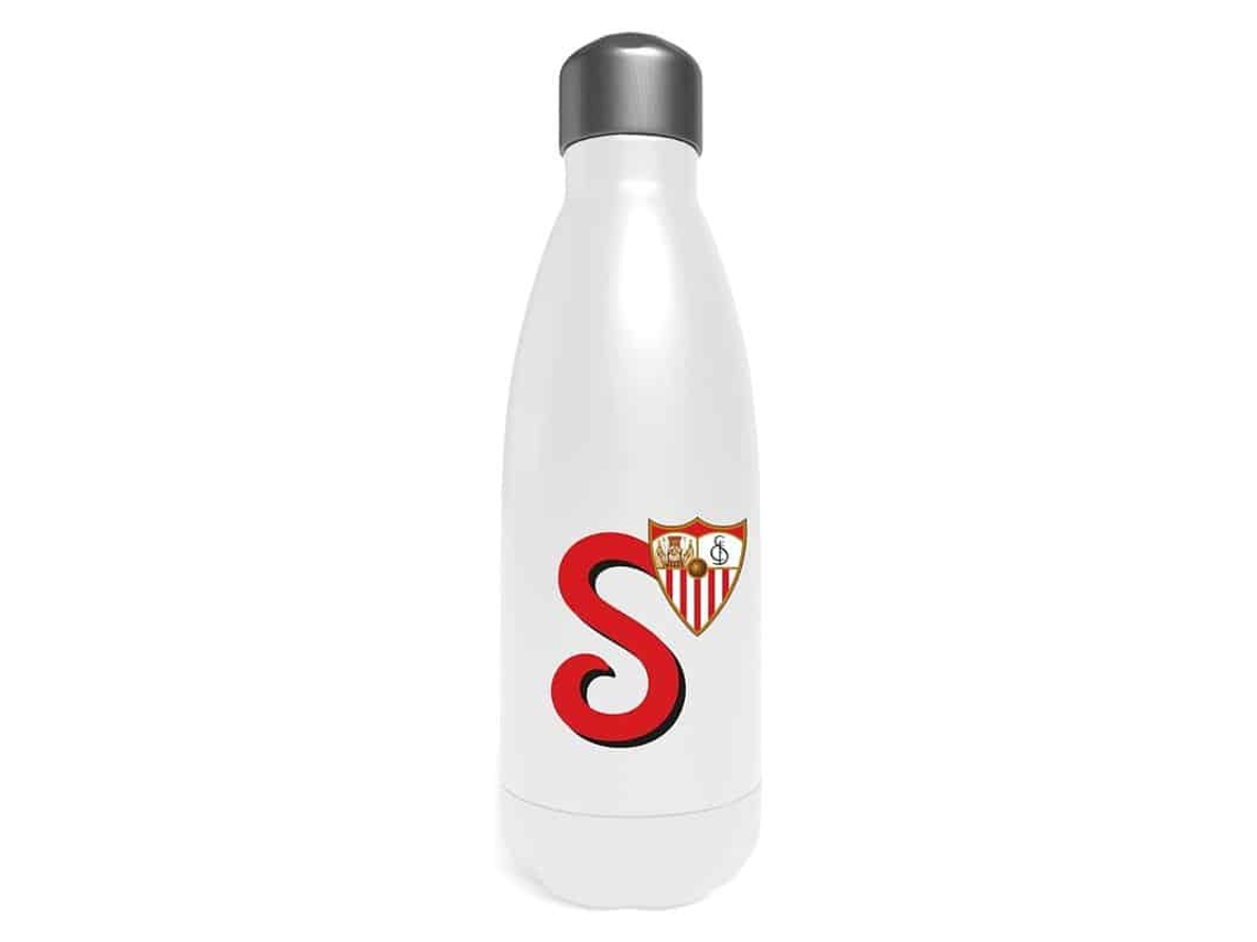 Botella agua acero inoxidable Sevilla FC blanca con letra S B-12S-S CYP