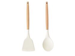 Utensilios de cocina de silicona | Con mango de madera, resistentes al calor, no se pegan a la sartén Kofihety