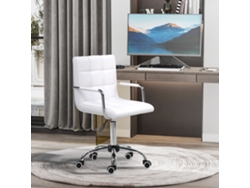 Silla de oficina con altura regulable de 84 a 99 cm, silla giratoria ergonómica, silla ejecutiva para oficina y home office, en PU color blanco.