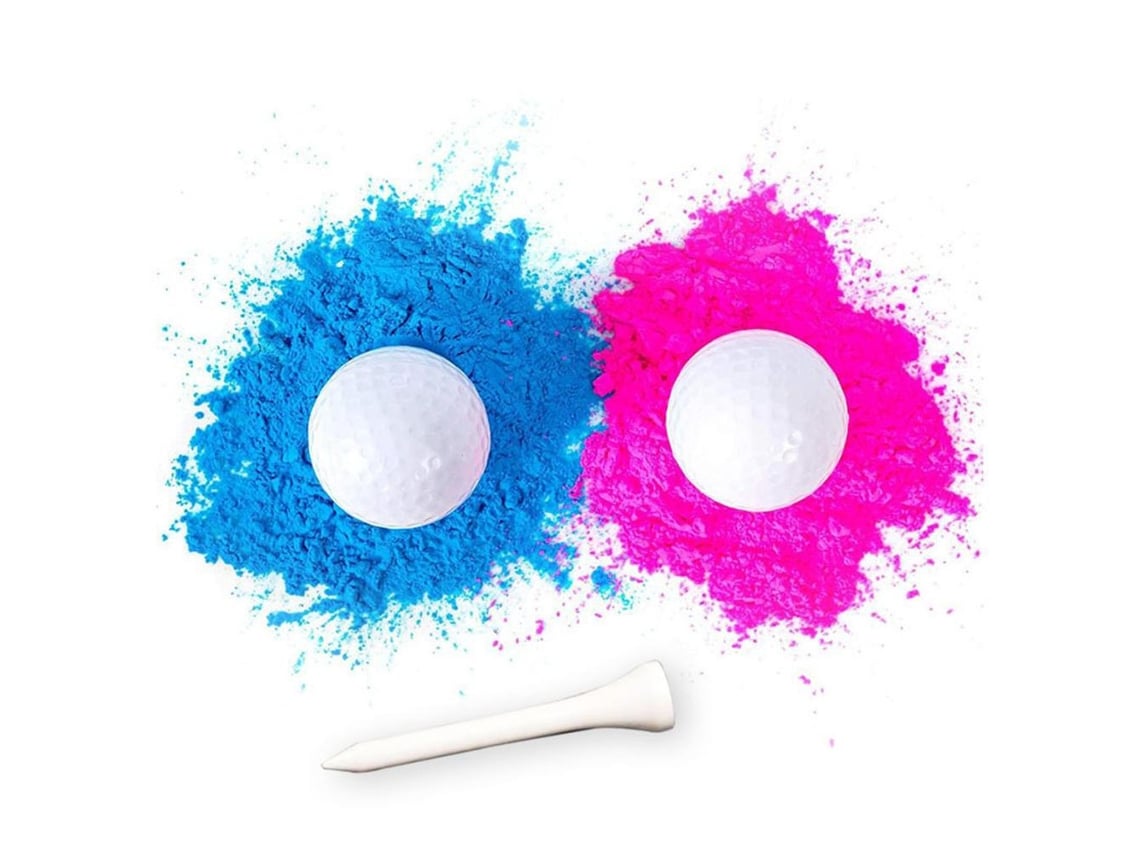 Conjunto de bolas explosivas para revelação de gênero com fumaça colorida.
