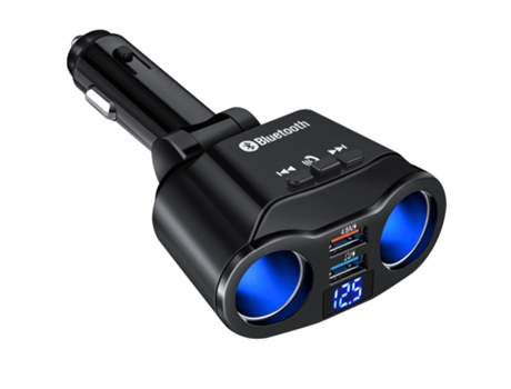 Transmisor FM inalámbrico Bluetooth Reproductor de MP3 para coche Cargador USB 4.8A Rápido CZ-MP3-18 Negro PETHUEL