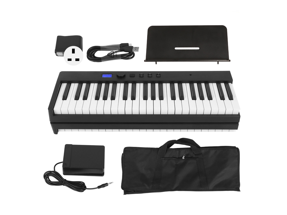 Piano digital plegable Profesional 88 teclas Teclado portátil liviano Piano para principiantes de piano 100-240 V Negro Enchufe del Reino Unido ZMDECQNA