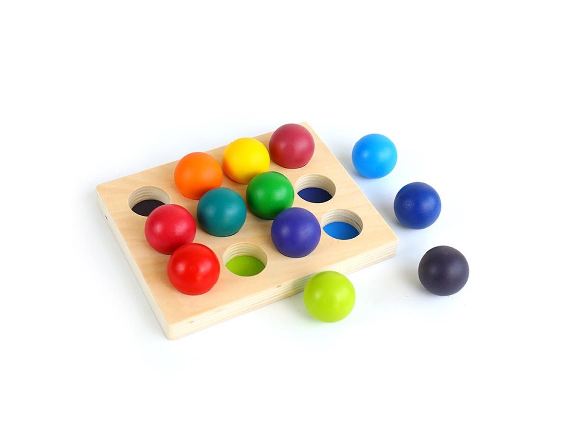 Tablero de clasificación de arcoíris de madera para aprendizaje temprano, juguete cognitivo de combinación de colores con pintura segura.