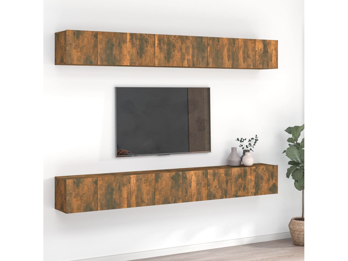 Estantería/Muebles de TV 8 piezas 60x30x30 cm Madera de Roble Ahumado