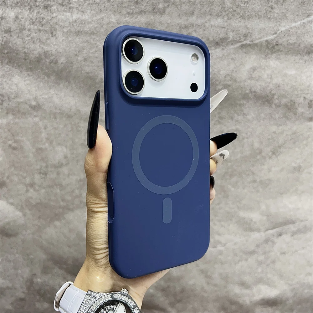 (iphone 17 Pro, Azul) Funda Protectora Magnética Magsafe Para Iphone, Fabricada En Silicona.