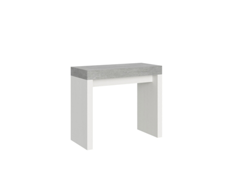 Consolas Roxell Mix Small Extensible hasta 196 cm ITAMOBY (90 x 40 x 77 cm - Paneles de Melamina - Fresno Blanco-Cemento)