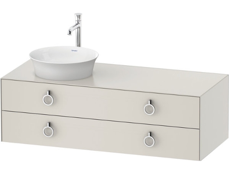 DURAVIT Tulip blanco, mueble de baño colgado en la pared, ancho 1300 x profundidad 550mm, con 2 cajones, con tirador, WT4992L