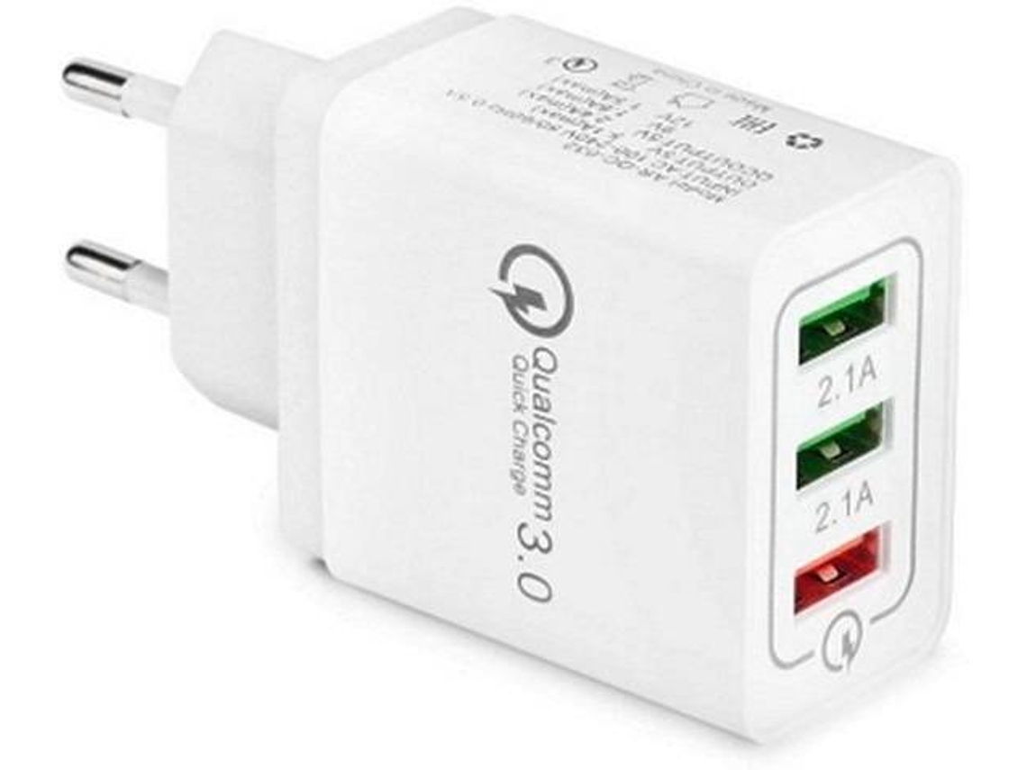 Cargador Universal De 3 Puertos Usb, Color Blanco*
