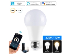 Bombilla LED inteligente con wifi, casquillo E27, control remoto mediante app y comandos de voz. Mdug (220 V, 12 W)