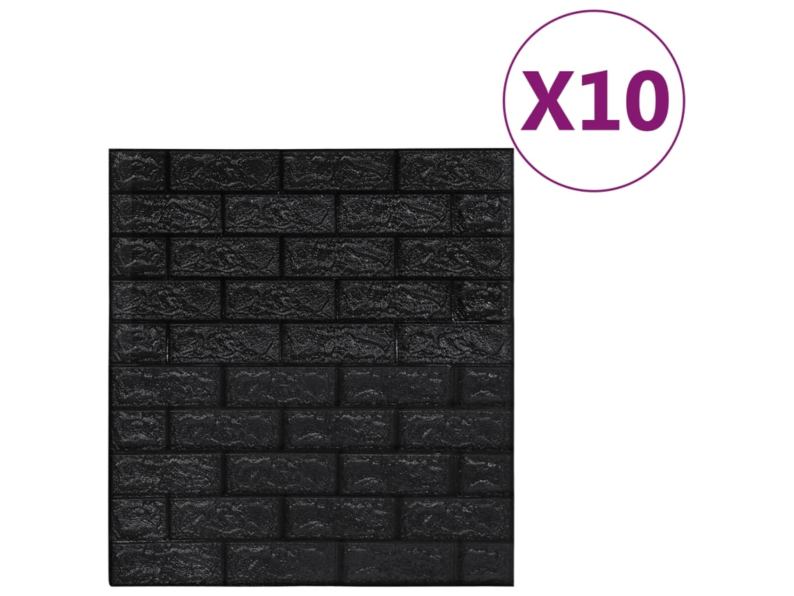 Conjunto 10 Vinilo de pared VIDAXL Negro Polietileno