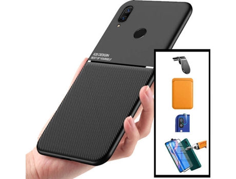 Kit Carcasa, Protector y Soporte Magnético Huawei P Smart Z PHONECARE Magnetic Lux, Magentic Wallet Naranja