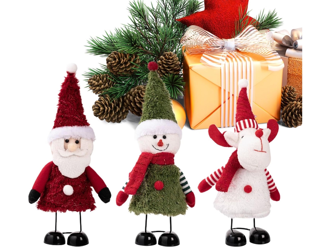 Figura Decorativa Navideña De Pie Para Mesa, Telescópica, Con Papá Noel, Muñeco De Nieve Y Junco - Festival