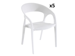 Sillón Bird para interior y exterior, juego de 5, color blanco Garbar