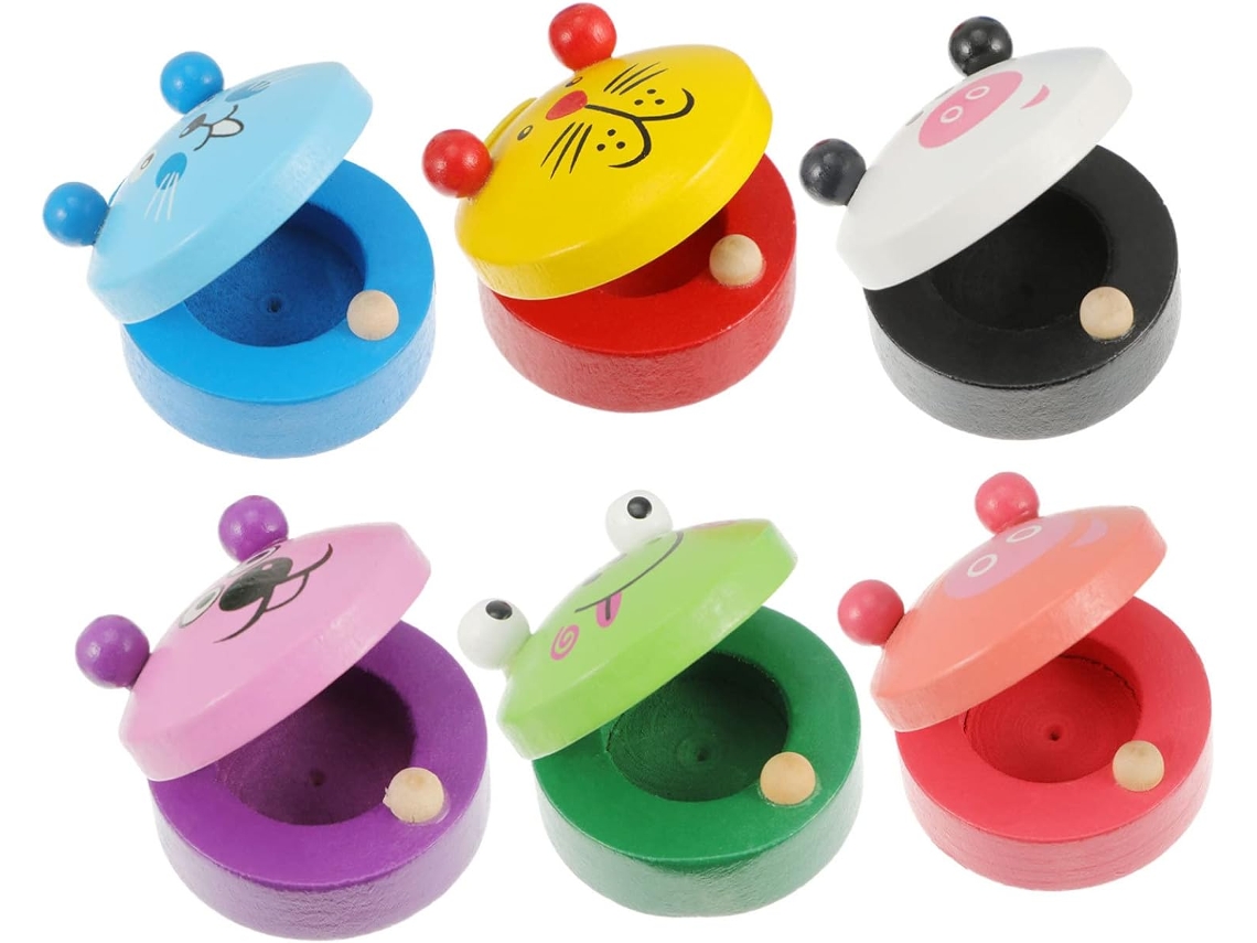 Castañuelas De Madera De 6 Piezas, Juguete Educativo Orff Para Niños Y Niñas Estilo Aleatorio