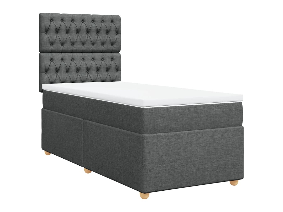 Maison Exclusive - Cama Box Spring Con Colchón Tela Gris Oscuro 100x200 Cm