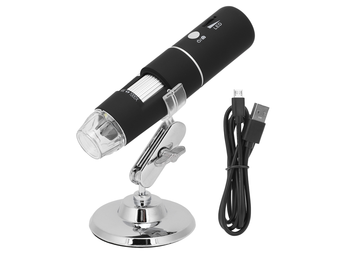 Microscopio Digital Wifi 1080p 2mp 50-1000x Con 8 Luces Led Y Soporte Giratorio.