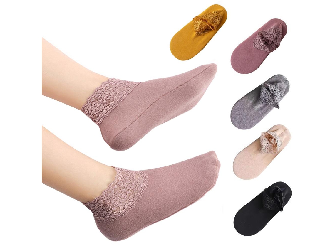 5 Pares De Calcetines Tobilleros De Invierno Para Mujer Con Braguitas Antideslizantes Para La Dentición, Cálidos Y De Corte Bajo, Para Mujer.