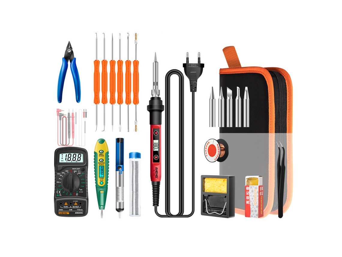 Mini Kit De Soldador Eléctrico De 60 W Con Pantalla Lcd Digital Y Accesorios Para Reparaciones Electrónicas.