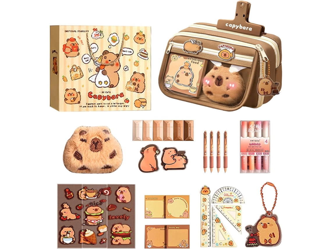 Estuche Para Lápices | Estuche De Gran Capacidad Con Bolsillo Capibara Para Niñas