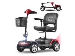 Scooter de 4 ruedas para personas mayores, 300 W, autonomía de 6 km, batería extraíble, color rojo, VELTRIX