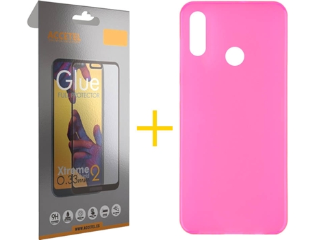 Kit Funda + Protector de Pantalla Huawei Y6 2019 ACCETEL Liso Rosa