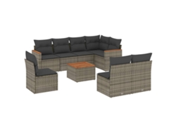 Conjunto de 9 sofás de jardín con cojines de mimbre y patas grises, MAISON EXCLUSIVE (90 x 200 cm)