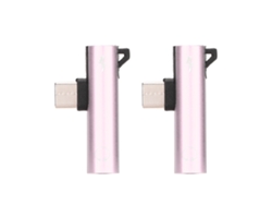 2 Pcs Adaptador De Audio Usb C A 3.5 Mm 2 En 1 Para Carga Para Teléfono Tableta Rosa