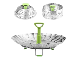 Rebe - Cesta vaporera plegable de acero inoxidable de 23 cm