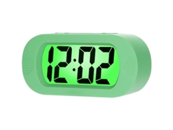 2026-reloj Despertador Digital Silicona Protectora Pantalla Lcd Grande Snooze Luz Baterías Verde
