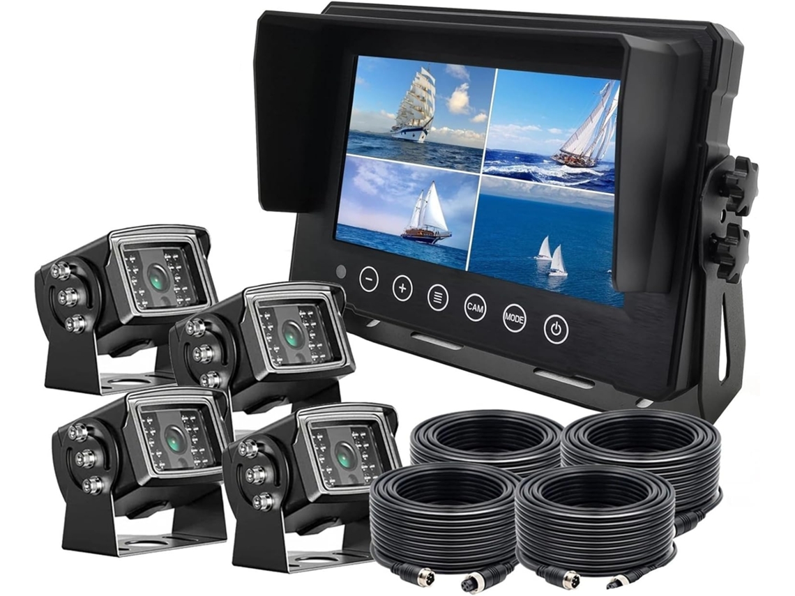Monitor De 4 Canales Con Certificación De Resistencia Al Agua Ip68, Pantalla Ips De 7 Pulgadas Y Cámaras De Marcha Atrás.
