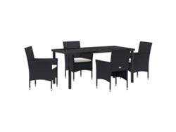 Conjunto de comedor de jardín vidaXL de 5 piezas en ratán sintético negro