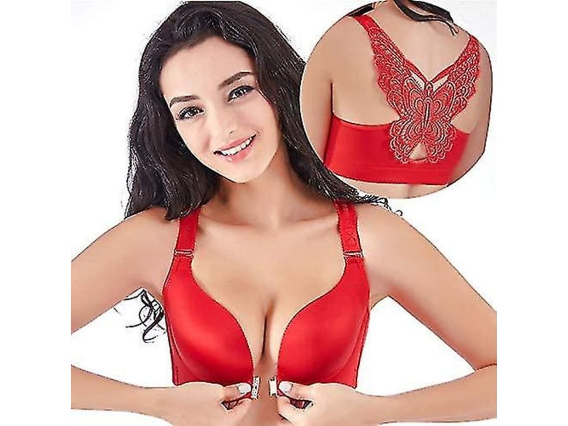 2026-sujetador Comfort Rose Con Cierre Frontal Diseño T-back Encaje Floral Sin Alambre Y Sin Costuras Para Mujer