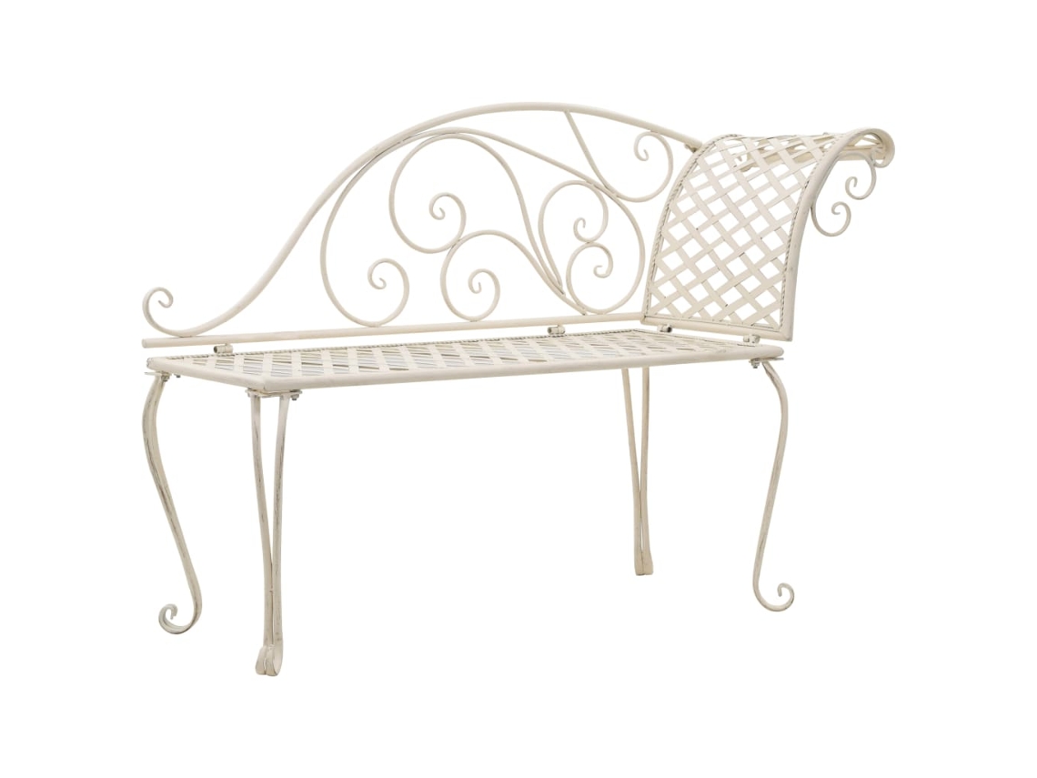 Chaise longue de jardín de 128 cm de metal blanco antiguo Dkd Home Decor