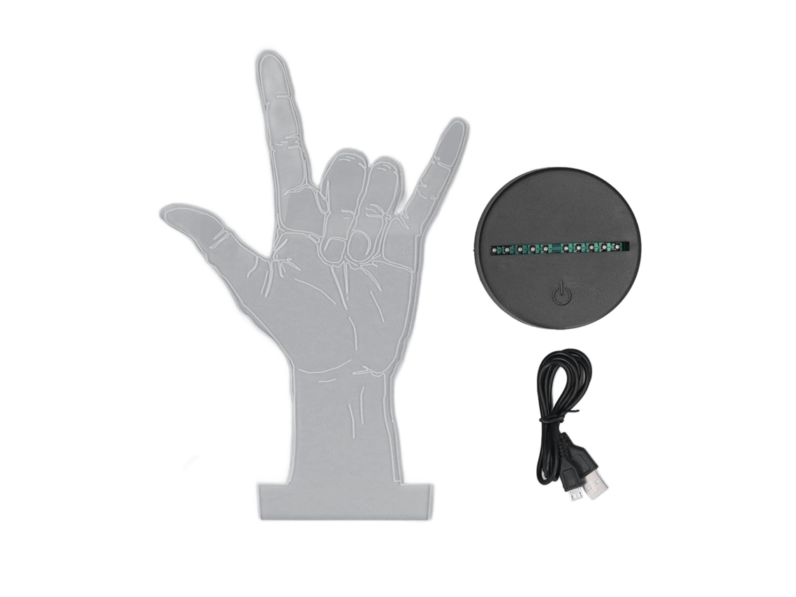 Rebe-luz Nocturna 3d Lenguaje De Señas I Love You Control Táctil Ajustable Usb O Batería