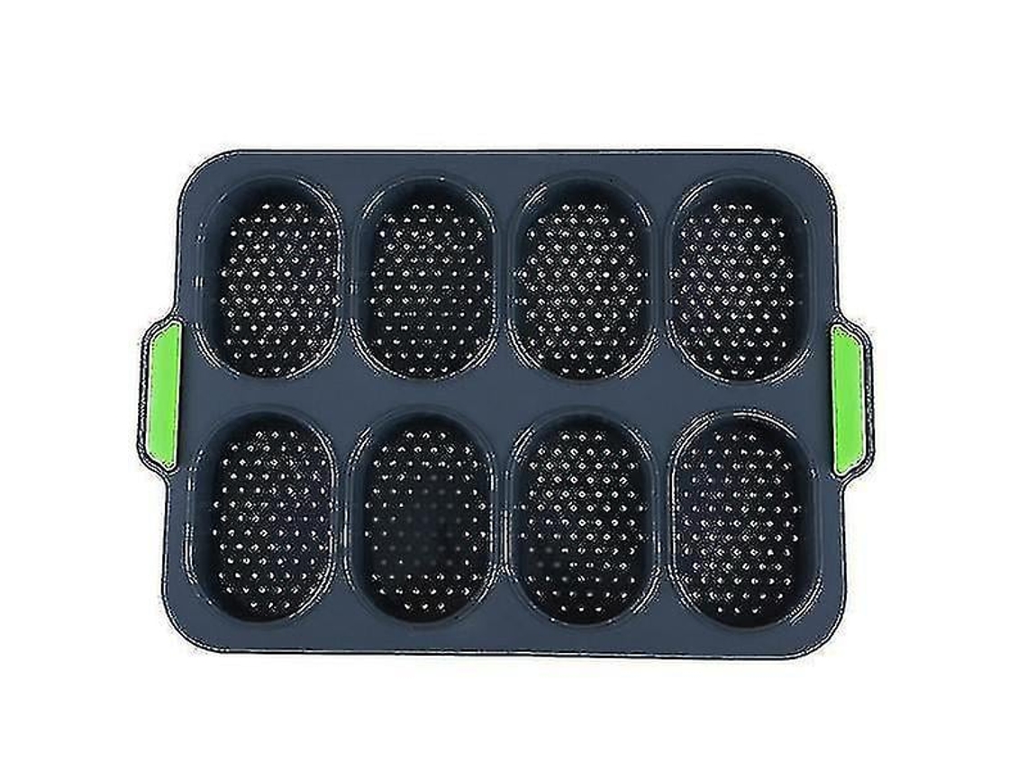 Moldes de silicona antiadherentes para pan con 8 agujeros, mini molde ovalado de cocina, Chaberlu