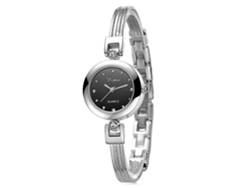 Relógio feminino analógico de quartzo com pulseira PU e numerais arábicos simples, modelo Gaiety Preto.