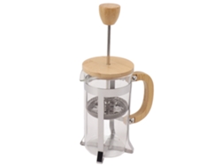 Cafetera Prensa Francesa 350ml Vidrio Borosilicato Termorresistente Con Mango De Madera Clásica Aislante