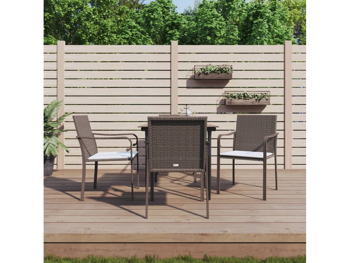 Juego de comedor de jardín de 5 piezas con cojines de mimbre y acero de DKD Home Decor