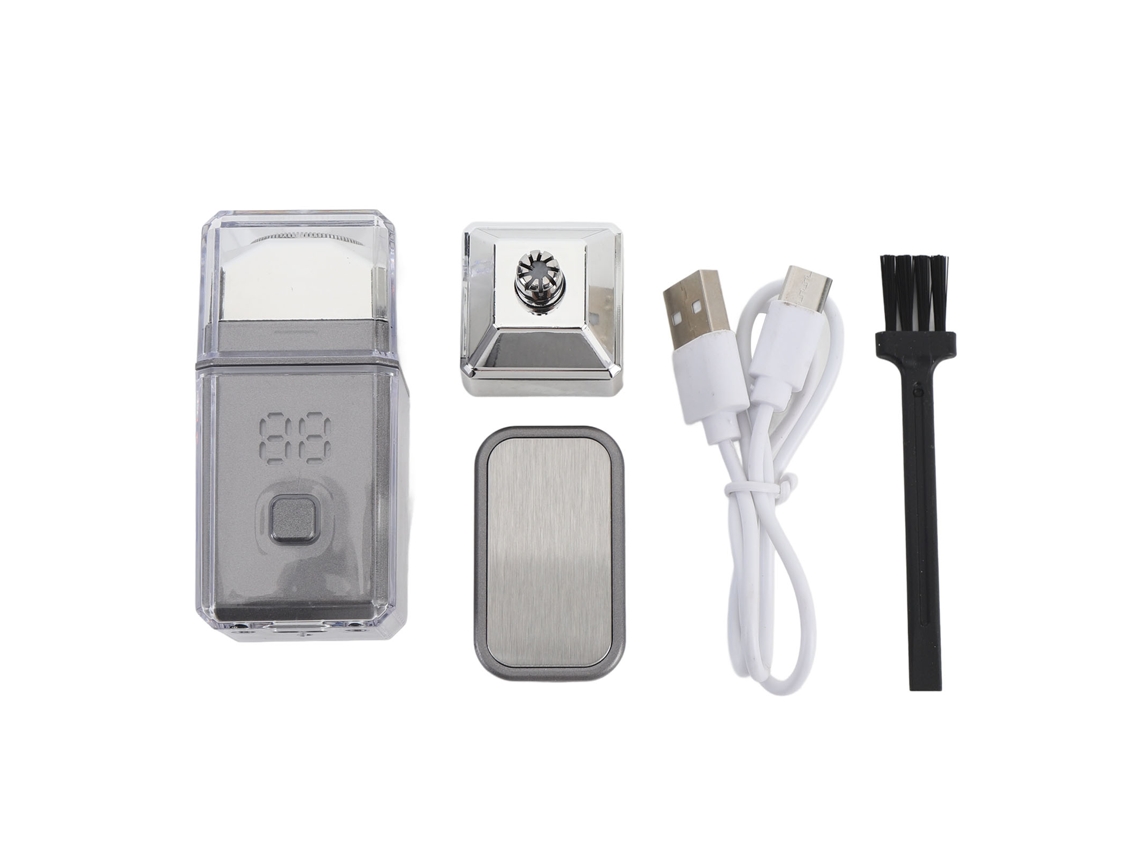 Triturador De Barba Portátil Para Viagens Homens Resistente À Água Ipx7 Silencioso Recarregável Com Cabeça Para Cabelo Nariz Prata